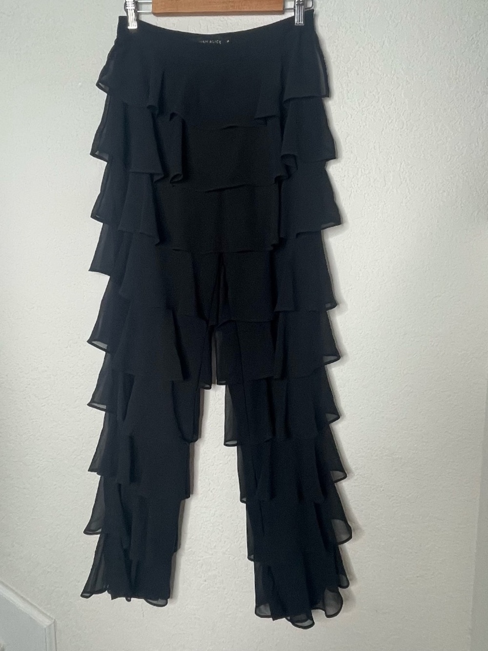 LAVISH ALICE Ruffled Pants Size M Boho Festival Black Lined